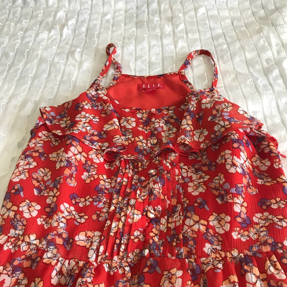Elle Red Floral Ruffle Button Up Dress - Picture 4 of 8